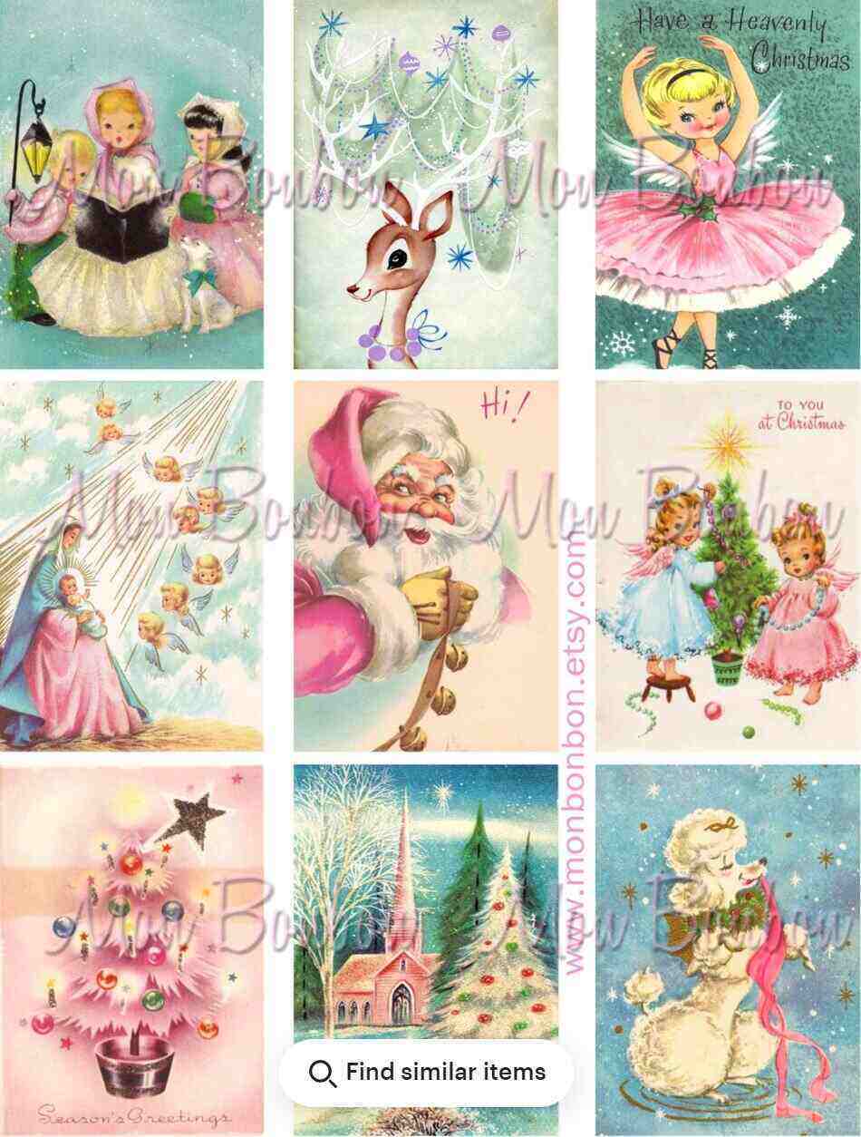 printable vintage christmas cards - crafty creative mama
